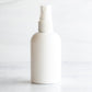 4 oz White PET Boston Round Bottle with 20-410 White Fine Mist Sprayer