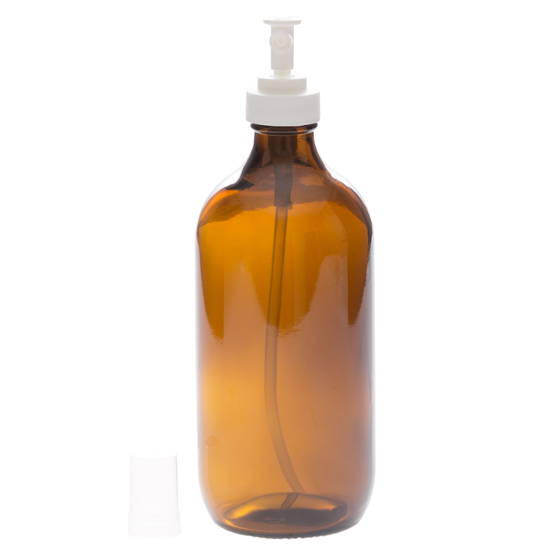 500 ml Amber Glass Bottle with 28-400 White Regular Mist Sprayer