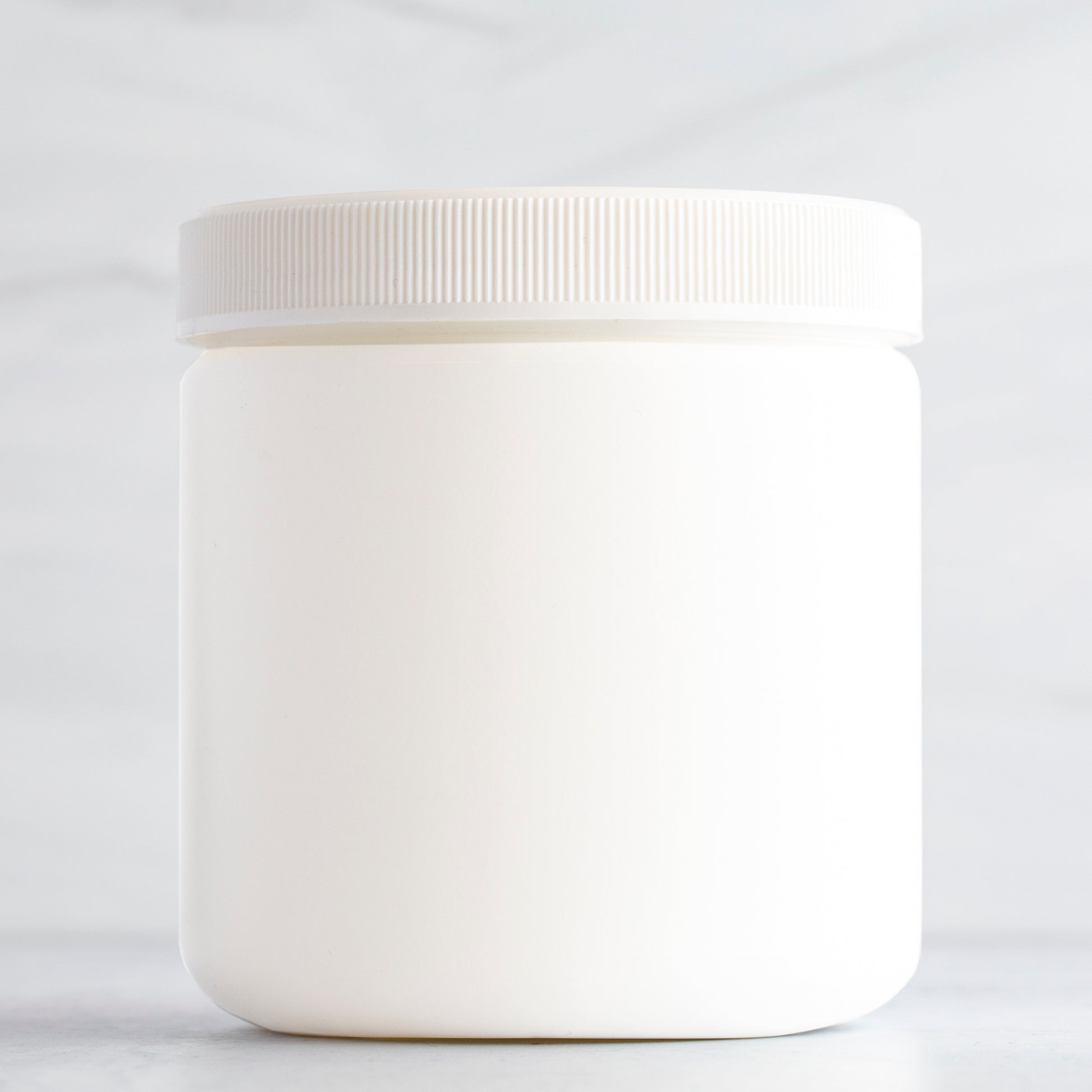 500 ml White Single Wall Plastic Jar with White Ribbed Cap