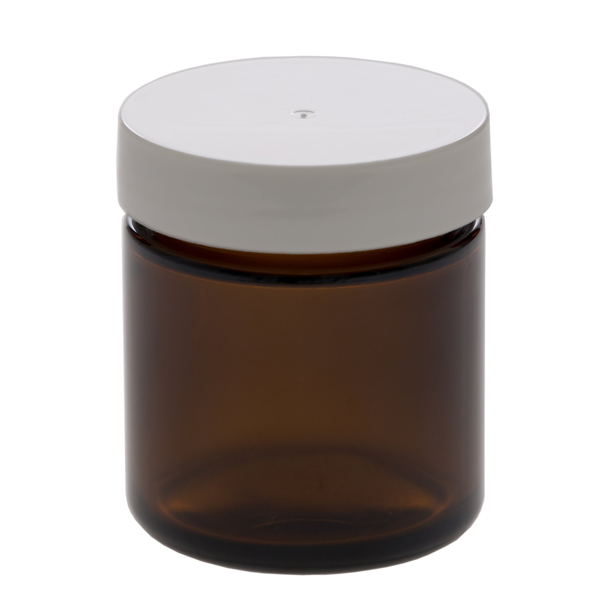 50 ml Amber Glass Jar with 45-400 White Gloss Smooth Cap