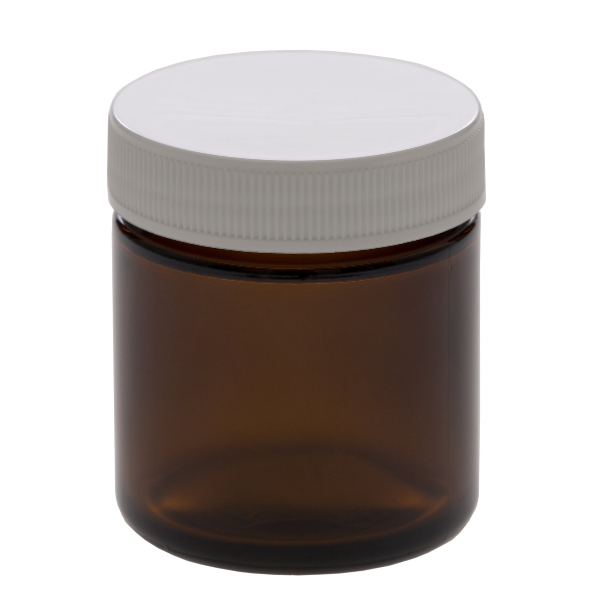 50 ml Amber Glass Jar with 45-400 White Ribbed Cap