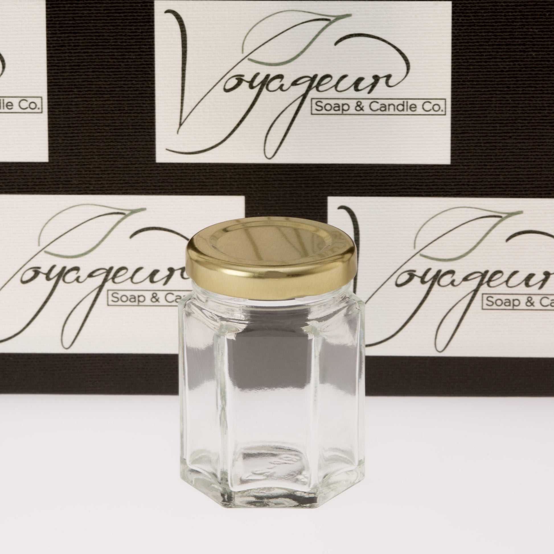 55 ml Hexagon Glass Jar with Gold Lid