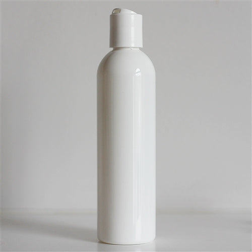 8 oz White Bullet Bottle with Disc Cap - White