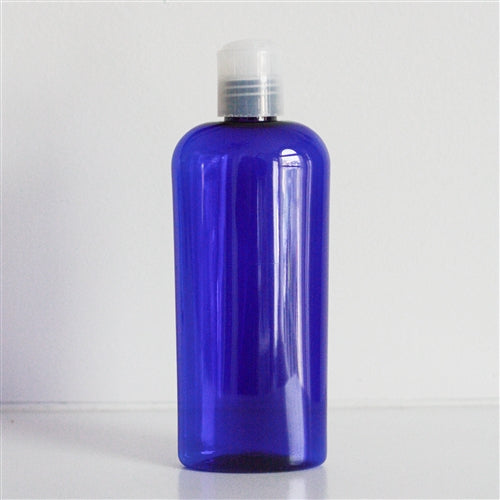 8 oz Blue PET Cosmo Oval with Disc Cap - Natural