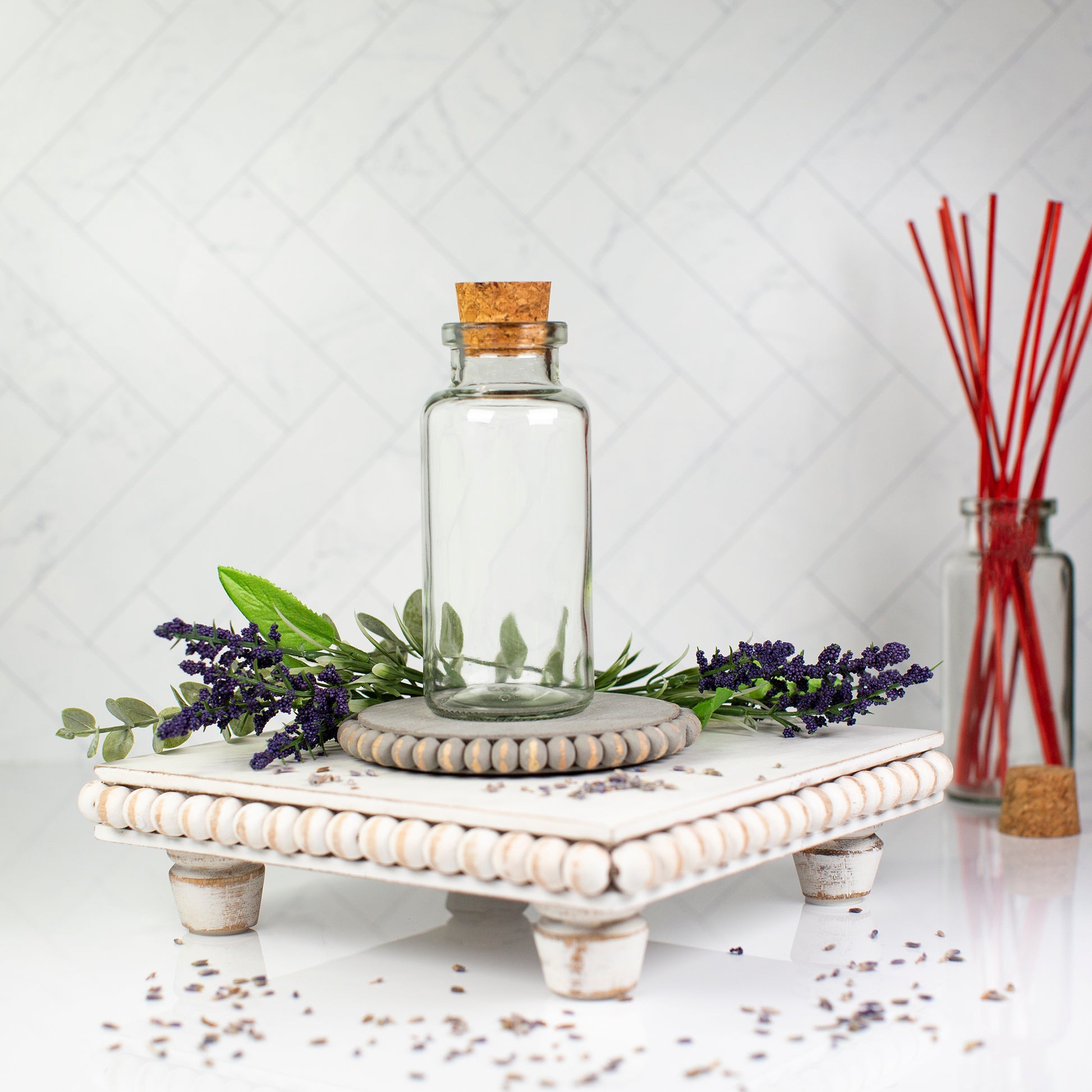 6oz Clear Glass Apothecary Cylinder Bottle with Cork Lid