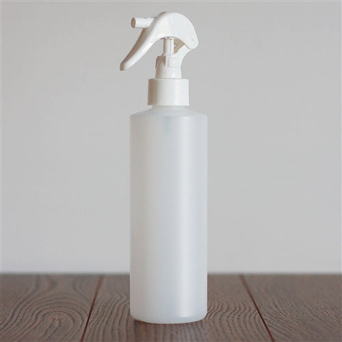 250 ml Natural HDPE Cylinder with Mini Trigger Mister - White