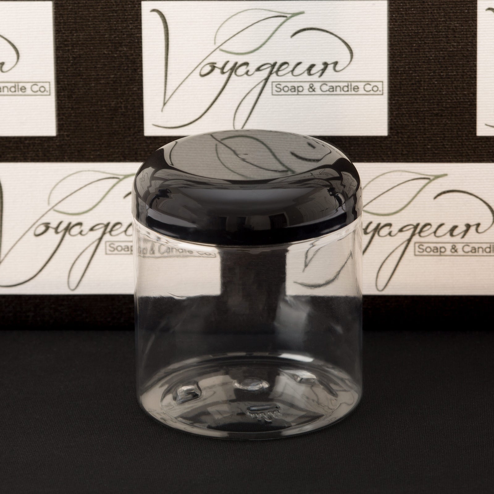 8 oz Clear Straight Sided Jar with Black Dome Cap