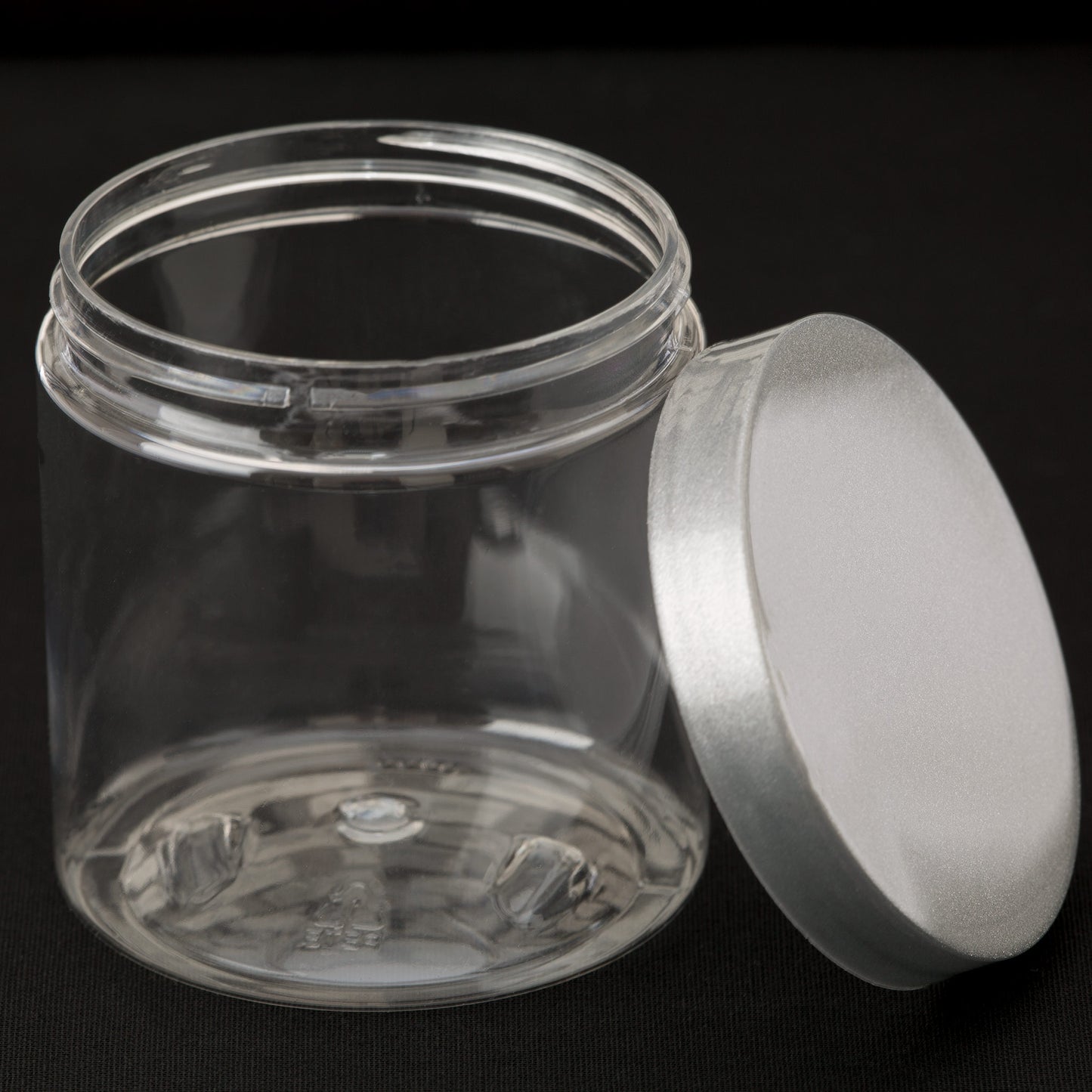 8 oz Clear Straight Sided Jar with Silver Smooth Cap