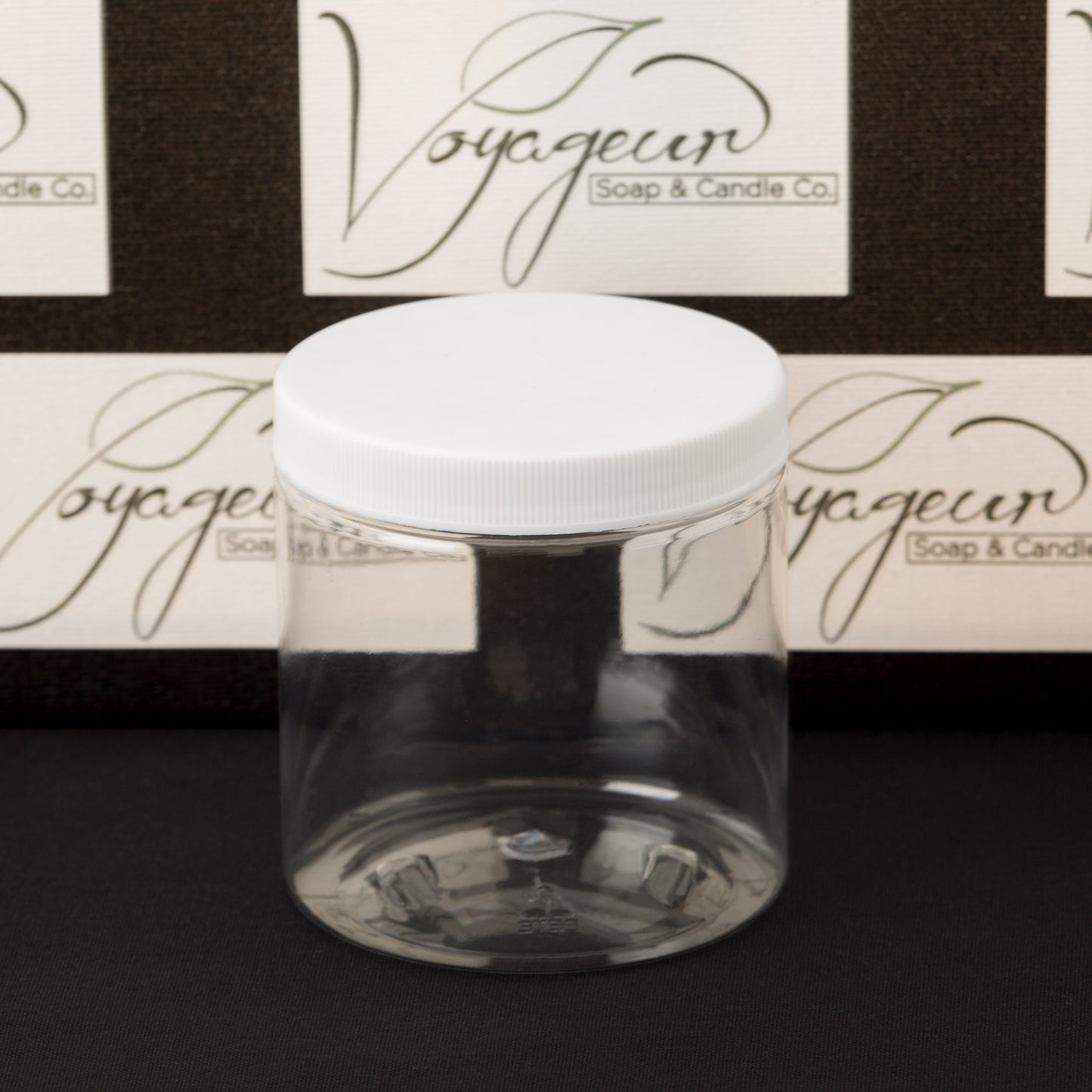 8 oz Clear Straight Sided Jar with White Ribbed Cap