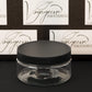 8 oz Clear Shallow Jar with Black Ribbed Cap