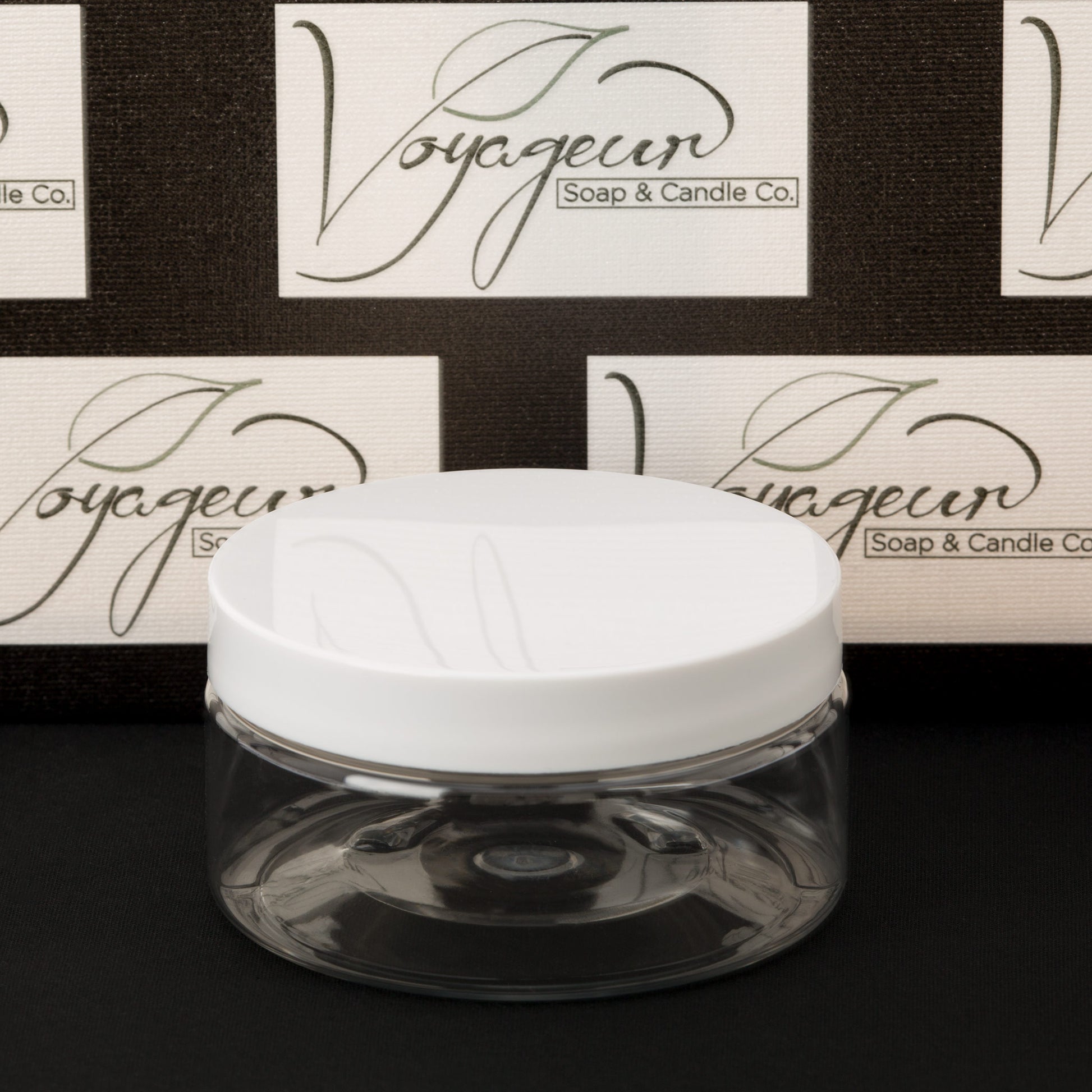8 oz Clear Shallow Jar with White Smooth Cap