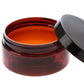 8 oz Amber Shallow Jar with Black Flat Gloss Smooth Cap