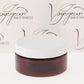 8 oz Amber Shallow Jar with White Ribbed Screw Cap