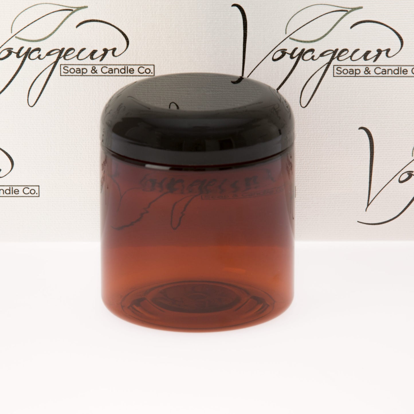8 oz Amber Straight Sided Jar with Black Dome Cap