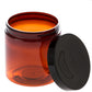 8 oz Amber Straight Sided Jar with Black Flat Gloss Smooth Cap