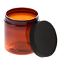 8 oz Amber Straight Sided Jar with Black Ribbed Screw Cap