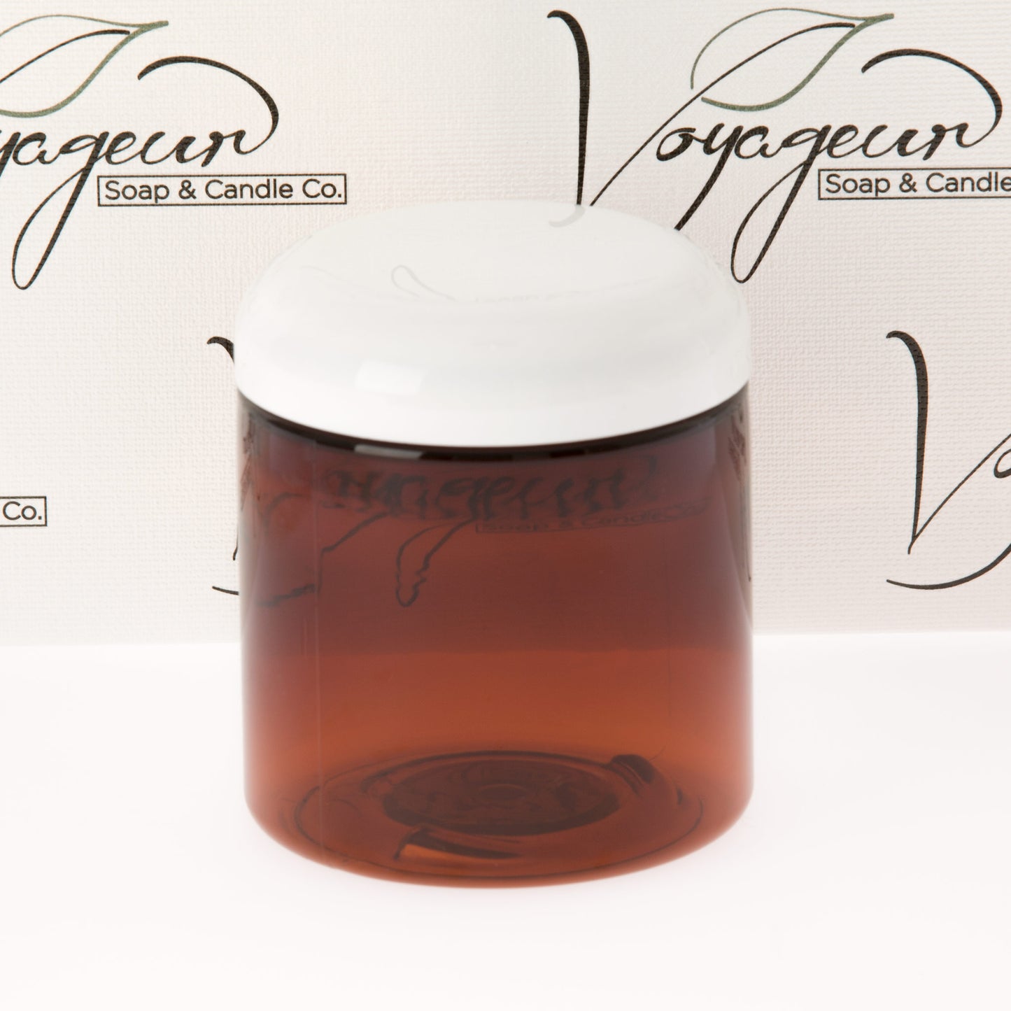 8 oz. Amber Straight Sided Jar with White Dome Cap