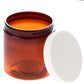 8 oz Amber Straight Sided Jar with White Flat Gloss Smooth Cap