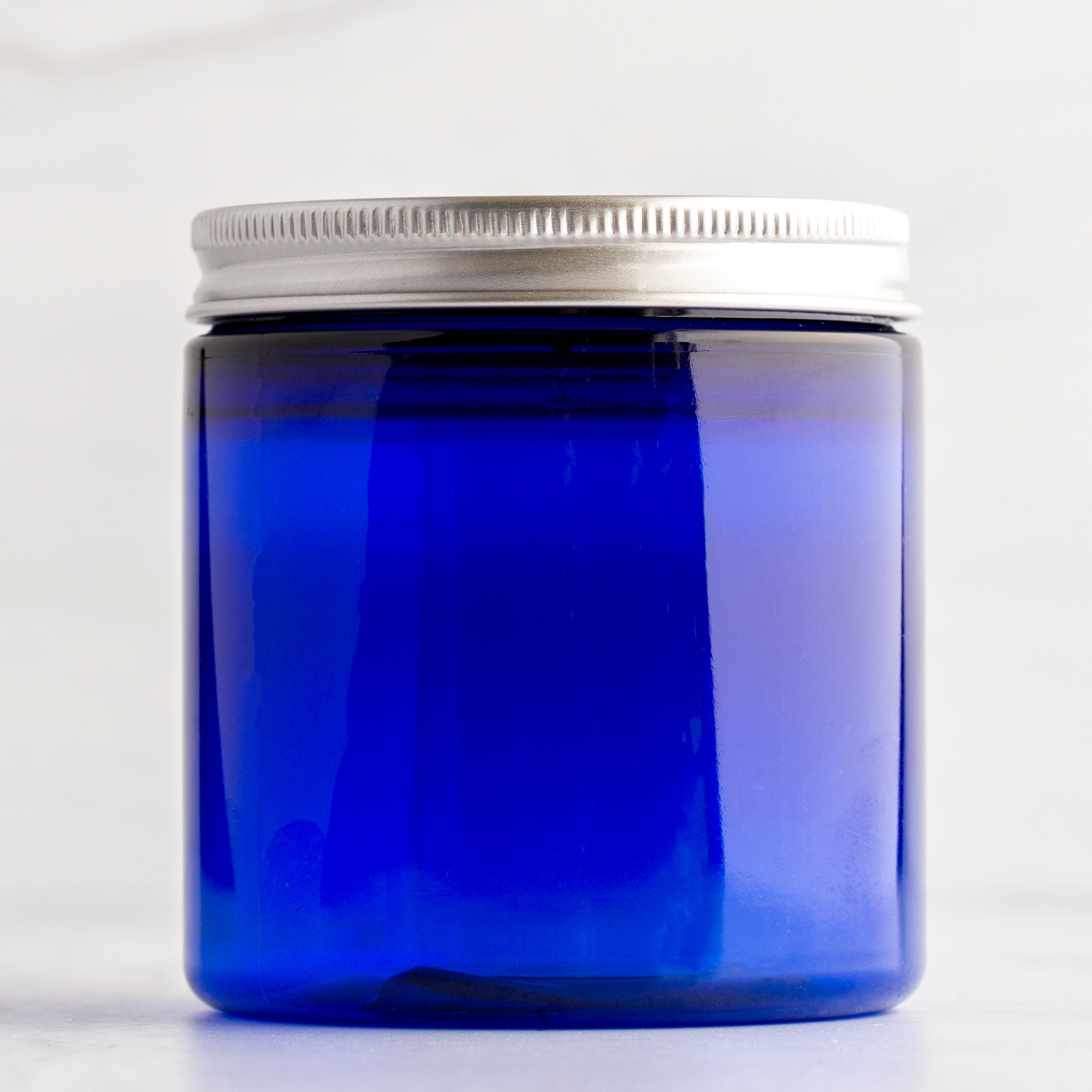 8 oz Blue Straight Side Jar Aluminum Cap