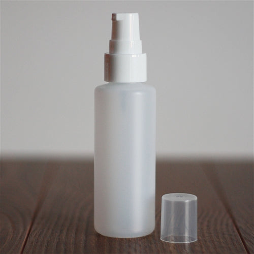 *60 ml Natural HDPE Cylinder with Treatment Pump - White