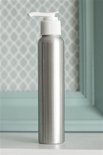 4oz / 120 ml Aluminum Bottle with Pump - White