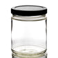 9 oz Clear Glass Jar with 70mm Black Metal Lug Cap