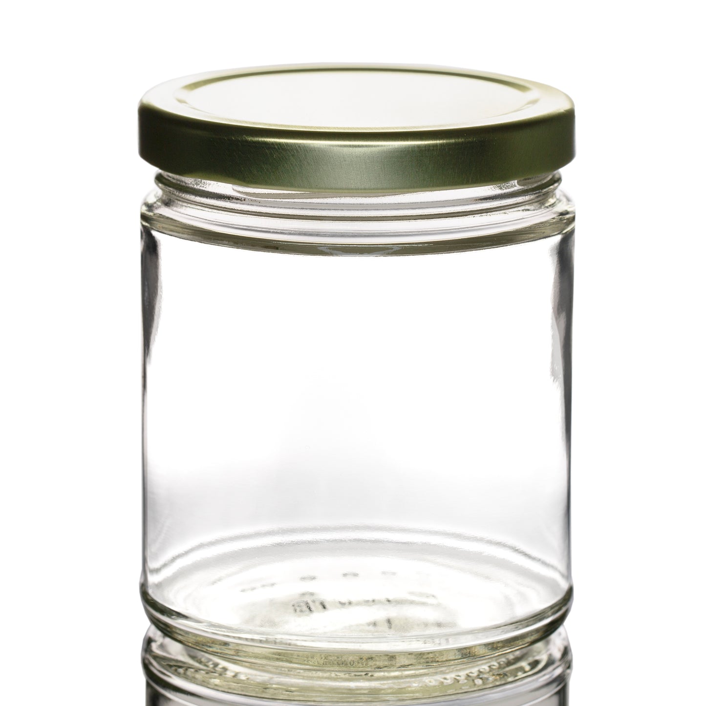 9 oz Clear Glass Jar with 70mm Gold Metal Lug Cap