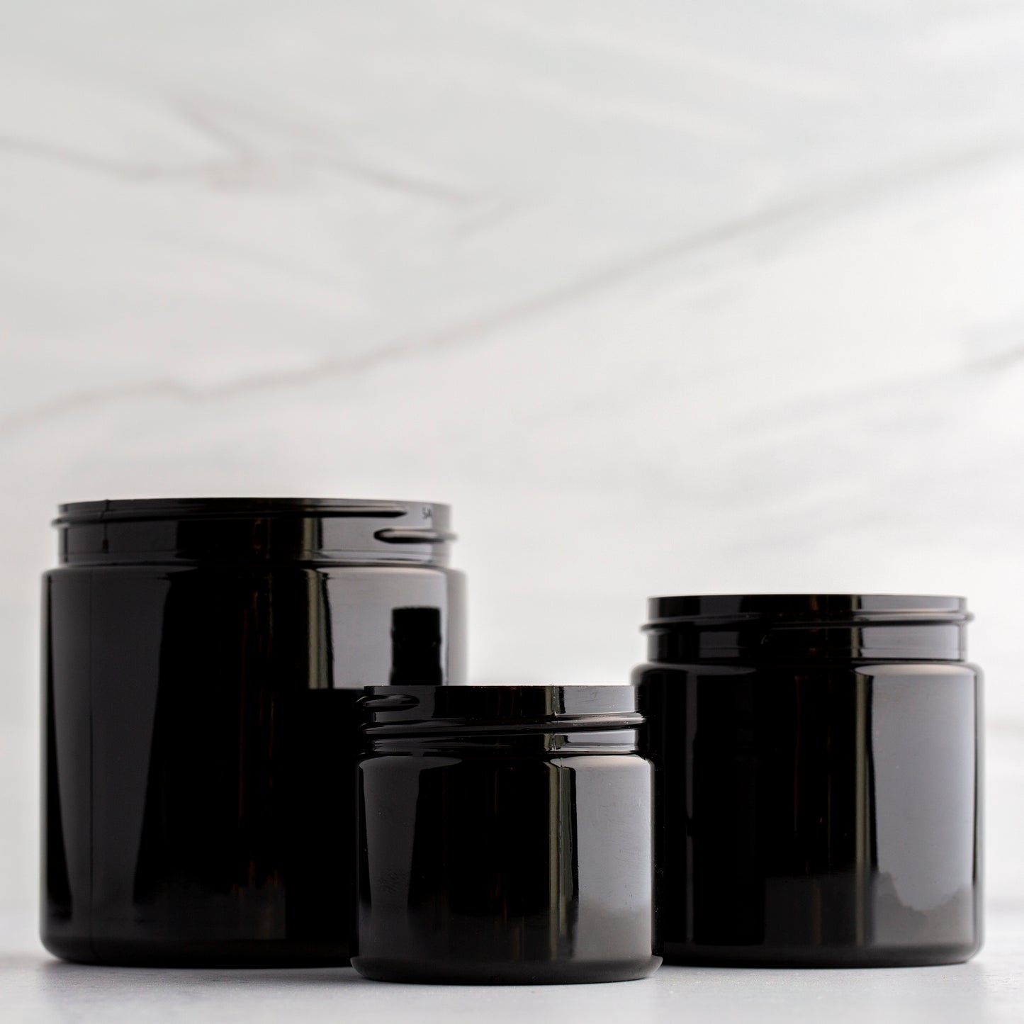 4 oz Black Straight Sided Jar with 58-400 White Dome Cap