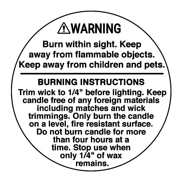 Candle Caution Labels - 2 candle-caution-labels-2-diameter-voyageur-soap-candle