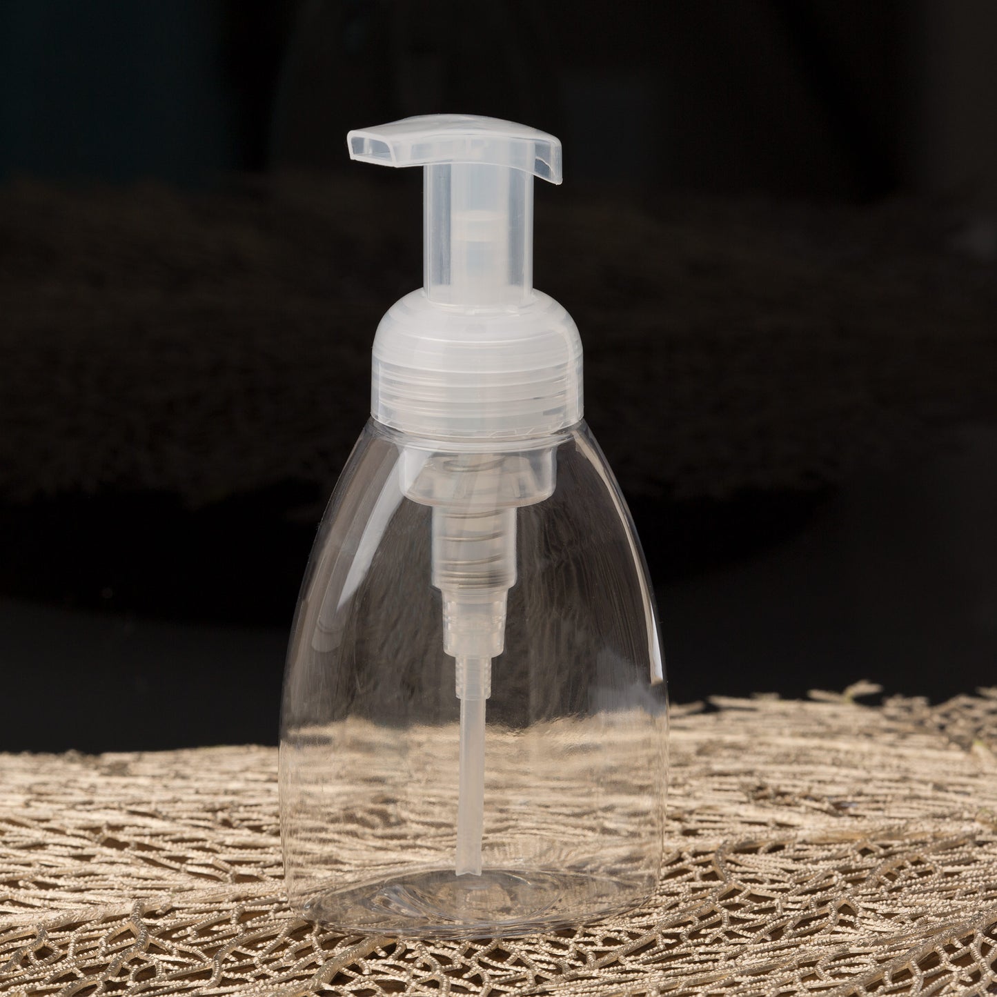 8.4 oz Clear Oval Foamer Bottle with Natural Pump