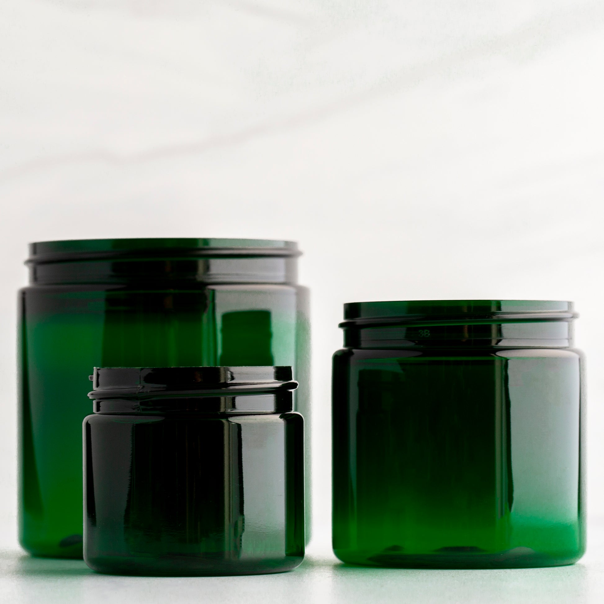 Green Straight Sided Plastic Jars