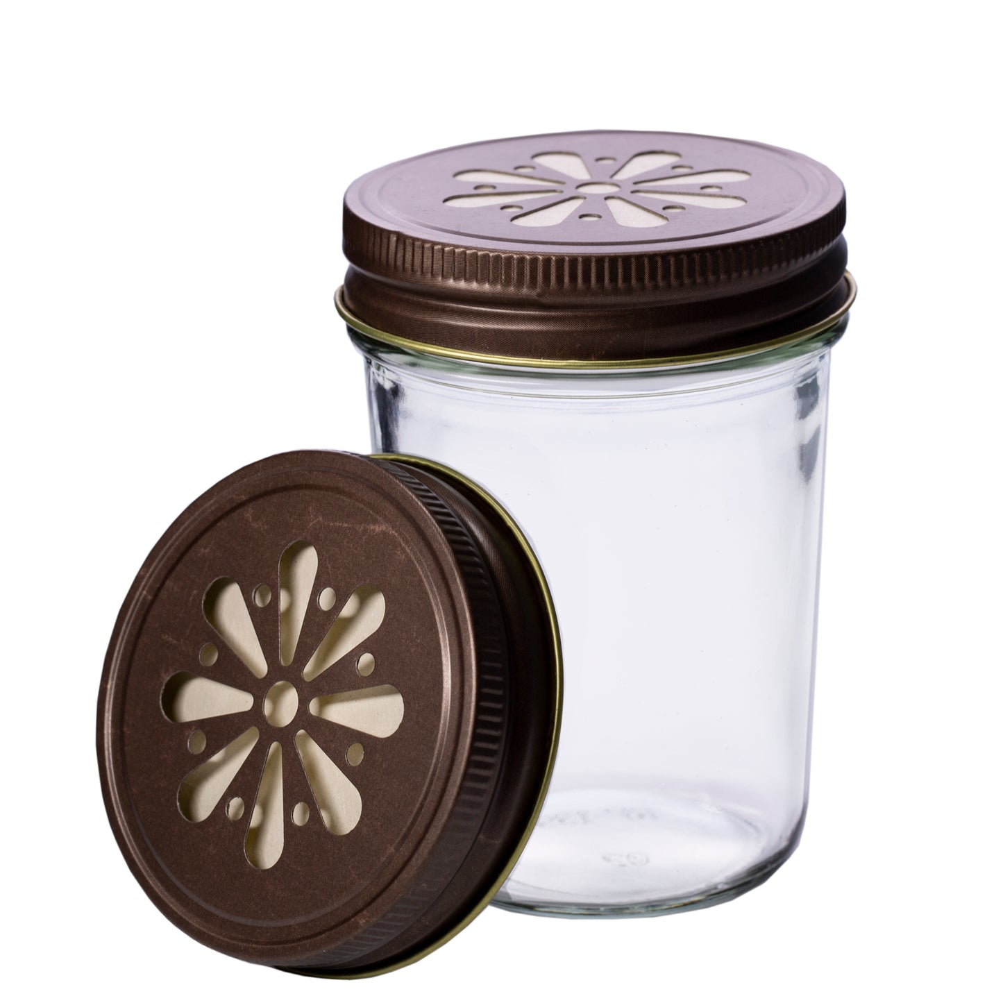 8 oz Clear Jelly Jar with Rustic Bronze Daisy Lid