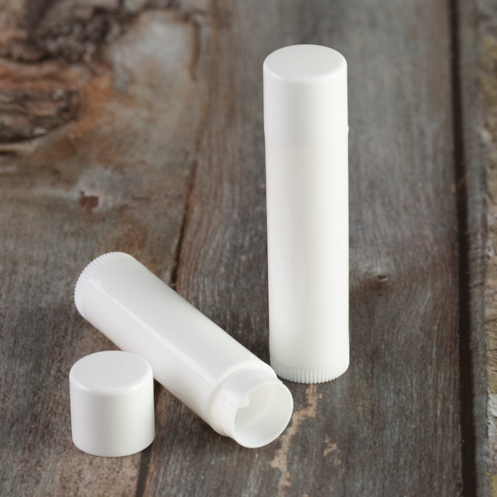 white lip balm tube white cap