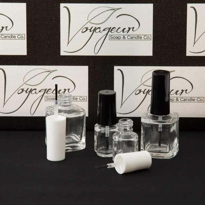 15 ml Beveled Square Nail Polish Bottle with Brush and Black Cap