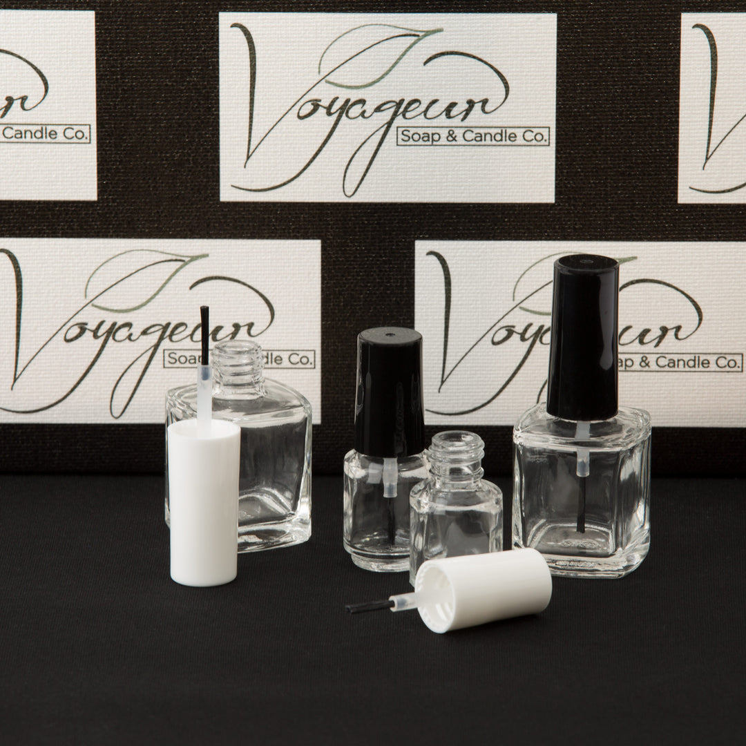 15 ml Beveled Square Nail Polish Bottle with Brush and White Cap