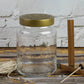 26 oz Clear Textured Glass Jar with Embossed Metal Lid