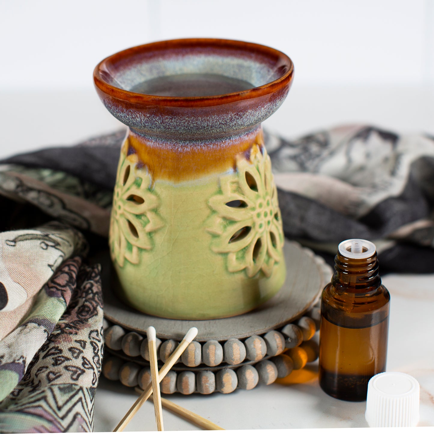 Lotus Mandala Green/Blue Oil and Wax Melt Heater