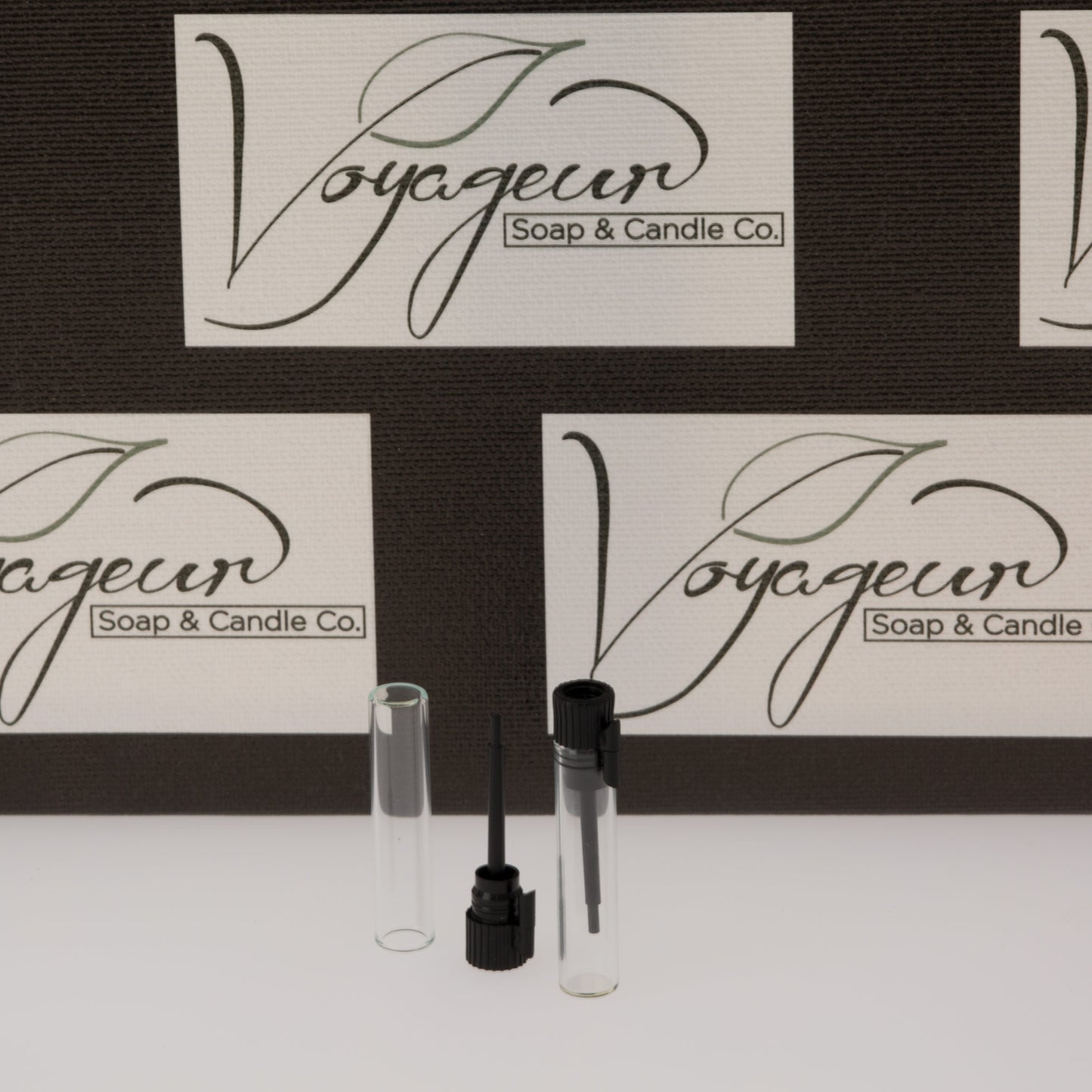 Clear Glass Perfume Vial with Black Top