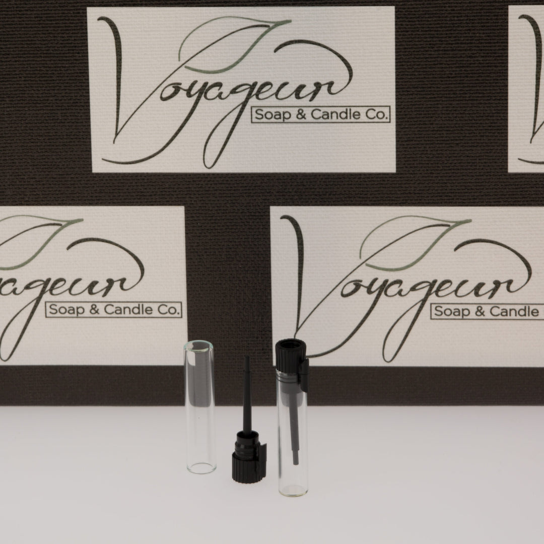Clear Glass Perfume Vial with Black Top