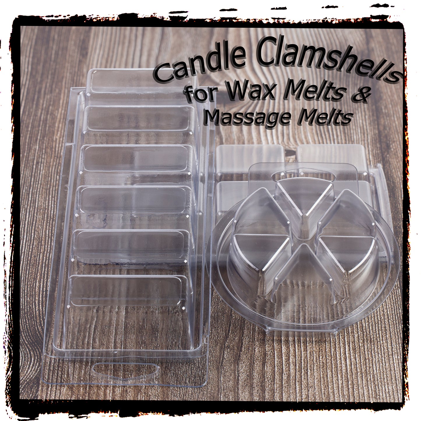 Matte Black Two Piece Luxurious 6 Cavity (2 Piece - Not Clamshell) molds  for wax melts or soaps