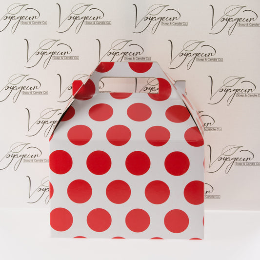White Gable Box with Red Polka Dots