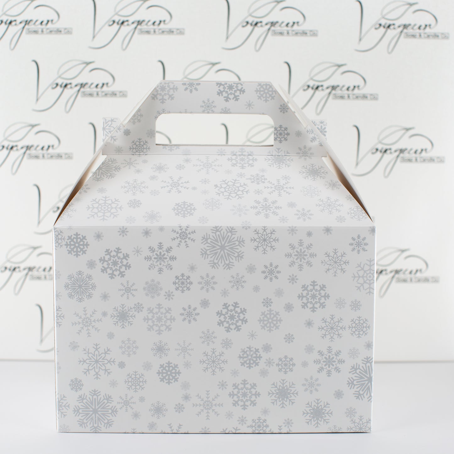 White Gable Box with Silver Snowflakes