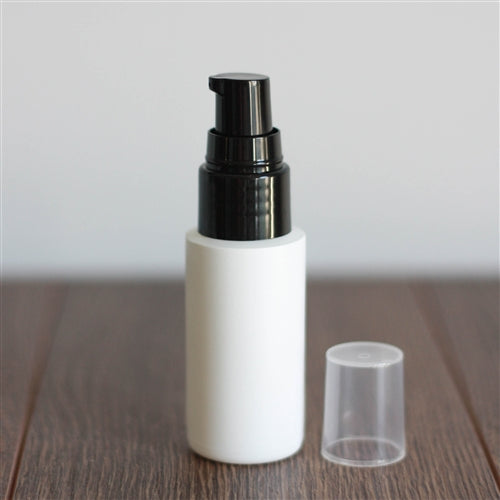 1 oz White Cylinder with Treatment Pump - Black