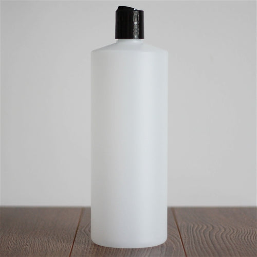 Natural HDPE Cylinder with Disc Cap - Black 1 Litre