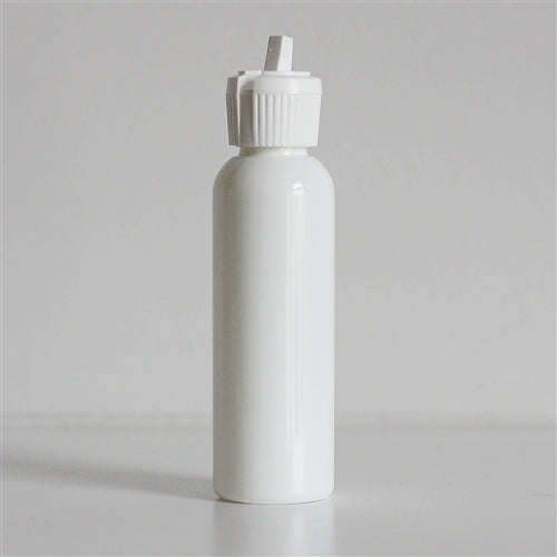 2 oz White Bullet Bottle with White Turret Dispensing Cap