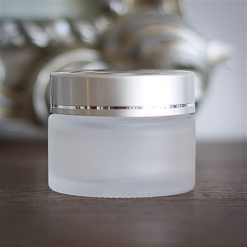 50 ml Frosted Glass Jar with Brushed Silver Cap