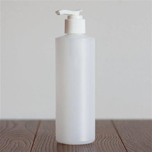 250 ml Natural HDPE Cylinder with Pump - White