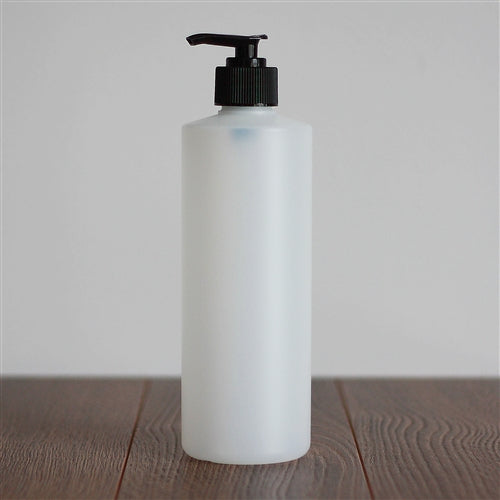 500 ml Natural HDPE Cylinder with Pump - Black