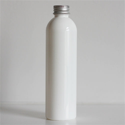 8 oz White Bullet Bottle with Aluminum Cap