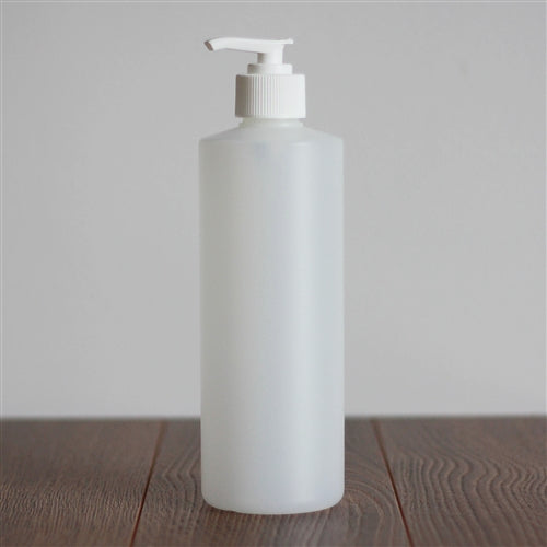 500 ml Natural HDPE Cylinder with Pump - White
